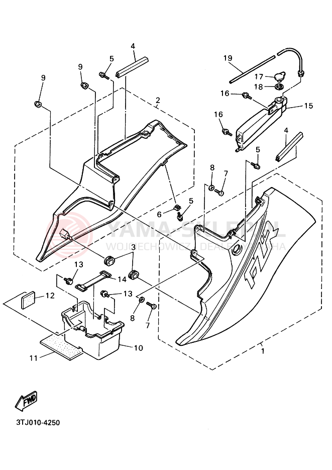 Schemat "Pokrywa boczna" do Yamaha FZR400RR-SP