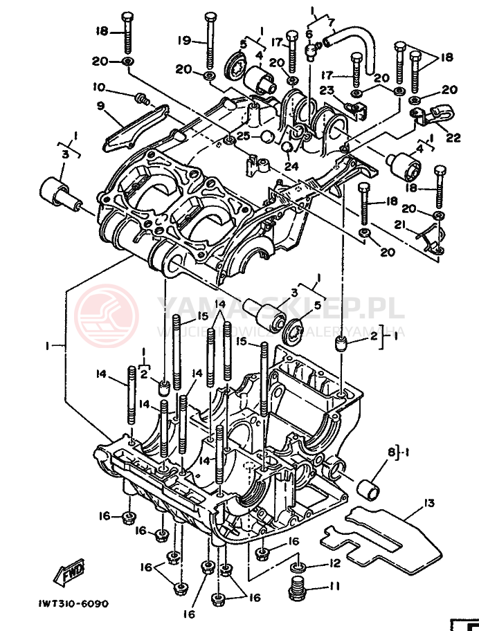 Schemat "Obudowa silnika" do Yamaha RD350LCF