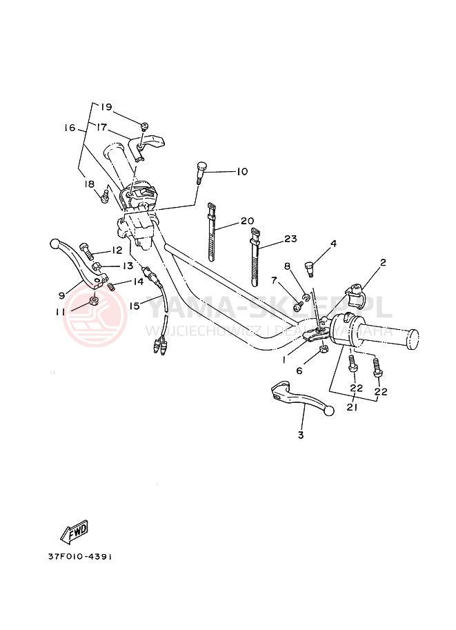 Schemat "Kierownica i osprzęt" do Yamaha DT125R