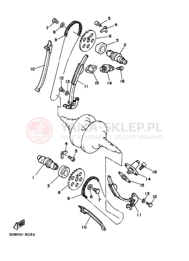 Schemat "Wałek rozrządu" do Yamaha XV250 VIRAGO