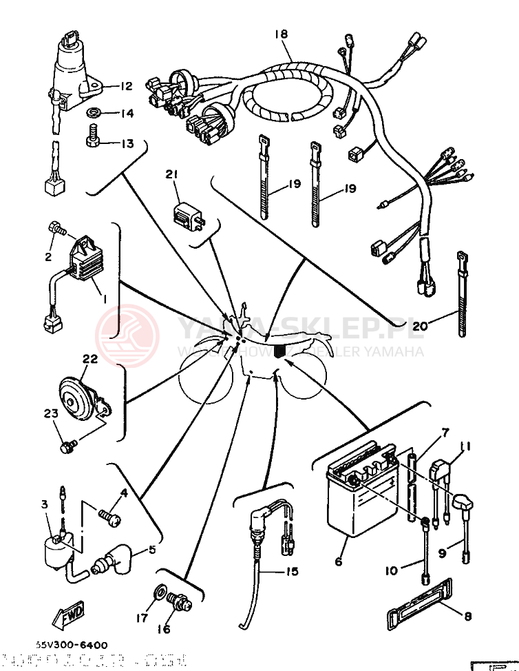 Schemat "układ elektryczny" do Yamaha XT350