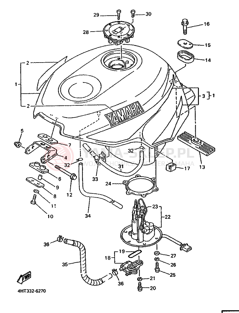 Schemat "zbiornik paliwa" do Yamaha YZF750SP