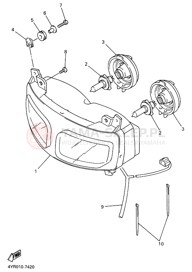 Schemat "Lampa przód" do Yamaha FZ400