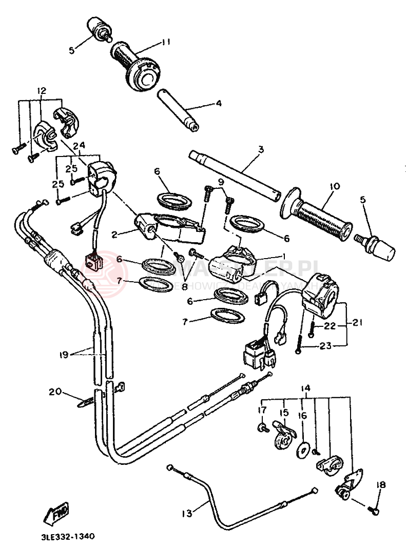 Schemat "Kierownica i osprzęt" do Yamaha FZR1000