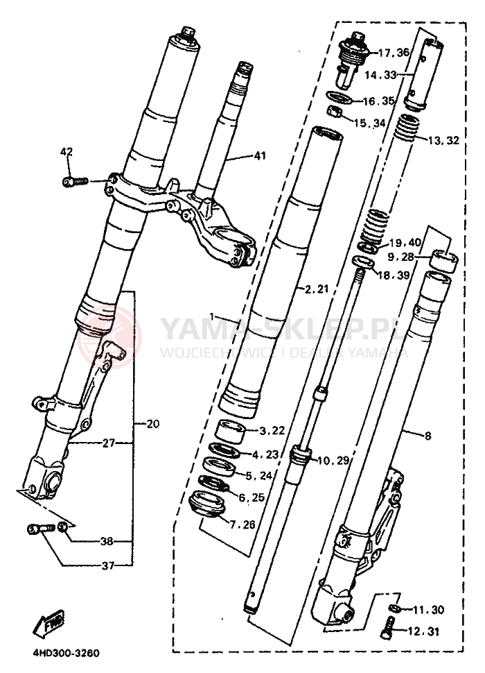Schemat "Amortyzatory przód" do Yamaha YZF750R