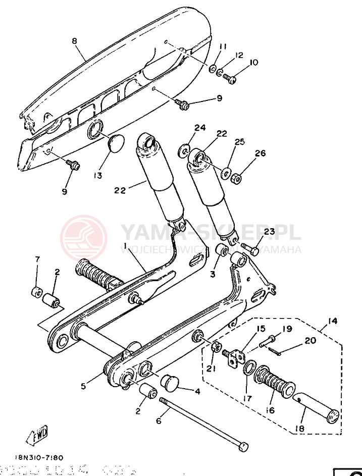 Schemat "wahacz" do Yamaha YB100