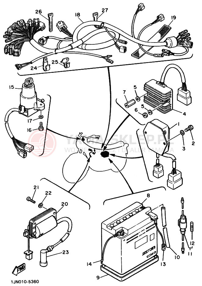Schemat "układ elektryczny" do Yamaha SR400 SR400C
