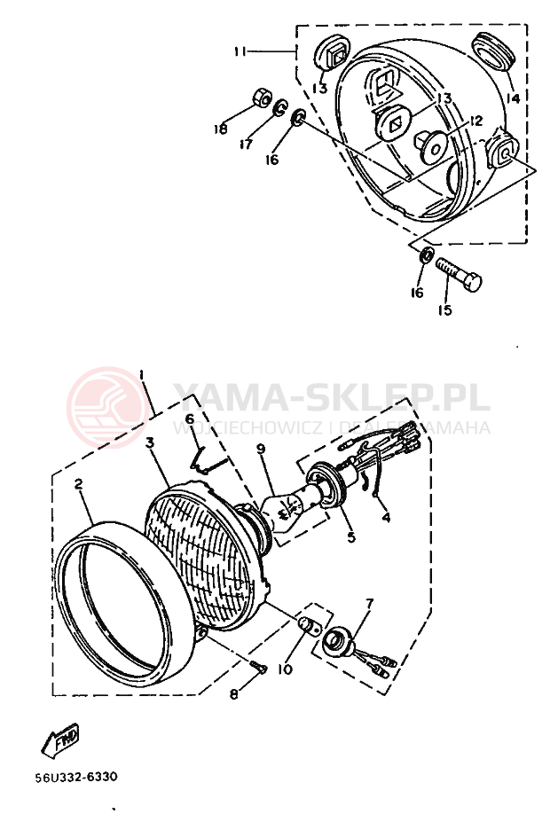 Schemat "Lampa przód" do Yamaha XT500
