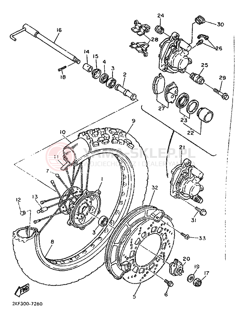 Schemat "Koło przód" do Yamaha XT600