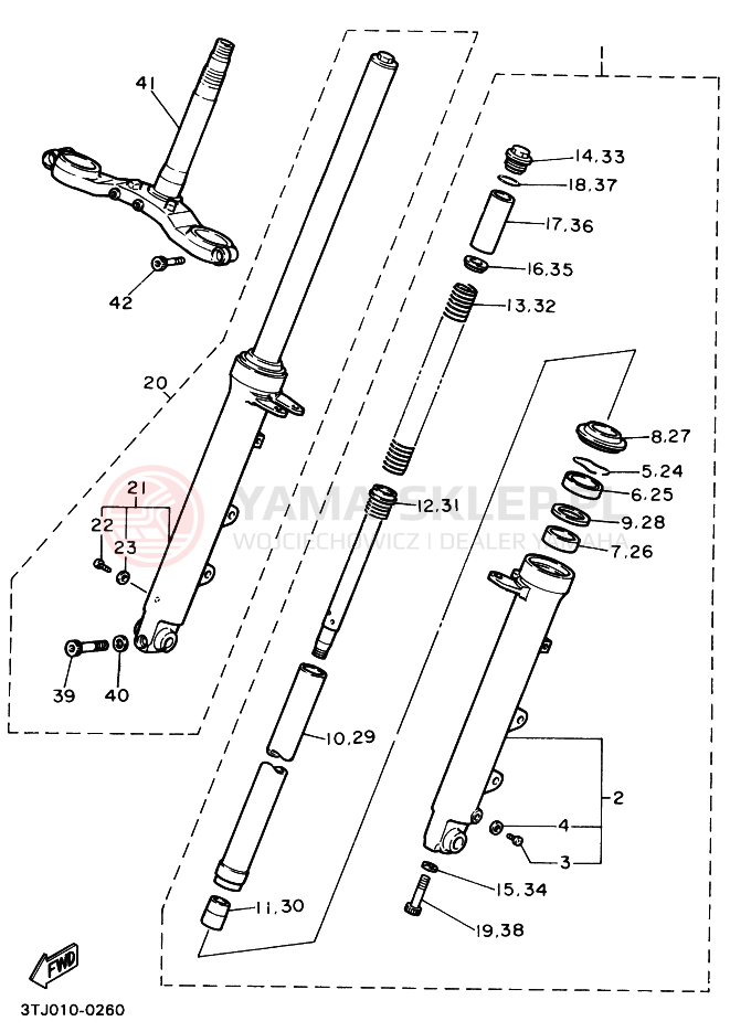 Schemat "Amortyzatory przód" do Yamaha FZR400RR-SP