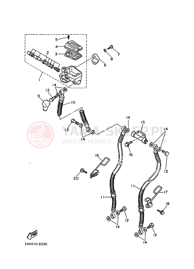 Schemat "Pompa hamulcowa przednia" do Yamaha FZX750