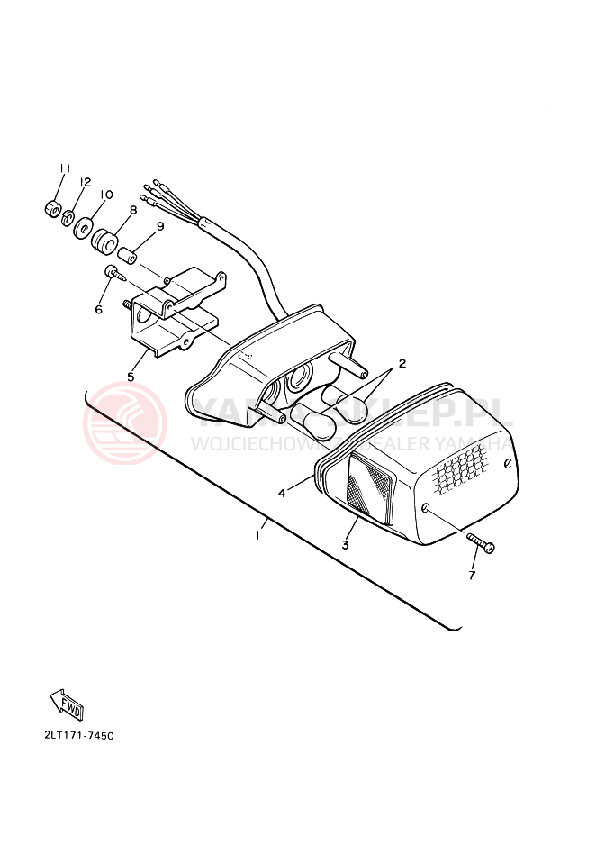 Schemat "Oświetlenie tył" do Yamaha VMX12 VMAX