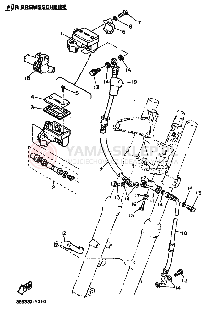 Schemat "Pompa hamulcowa przednia" do Yamaha SR500