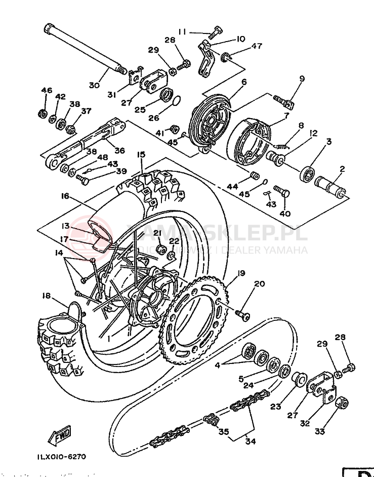 Schemat "Koło tył" do Yamaha YZ125S