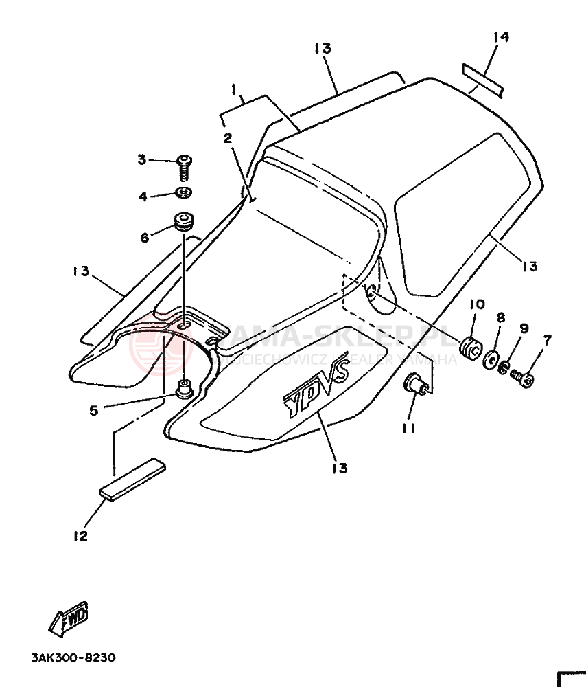 Schemat "siedzenie" do Yamaha TZ250