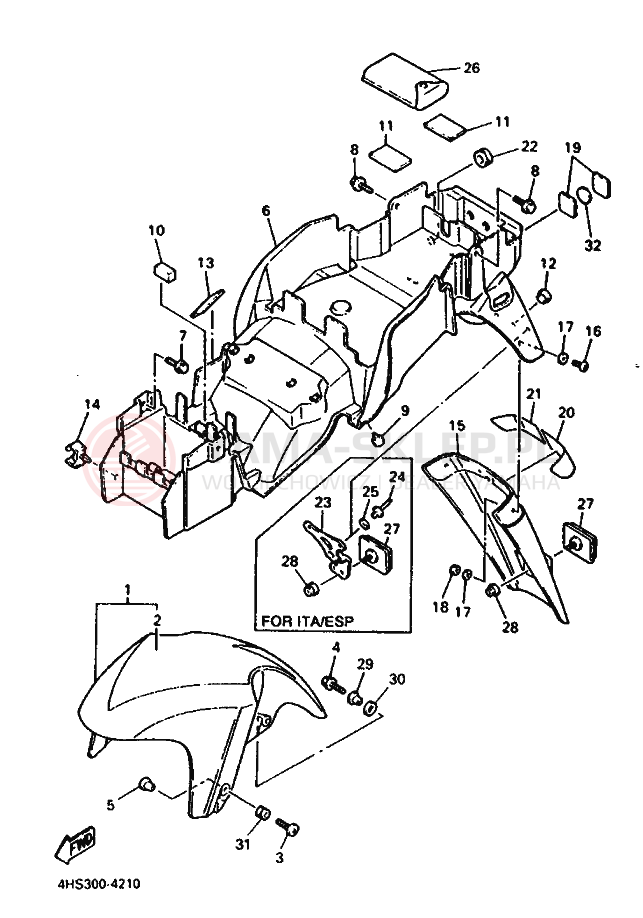 Schemat "błotnik" do Yamaha YZF750SP