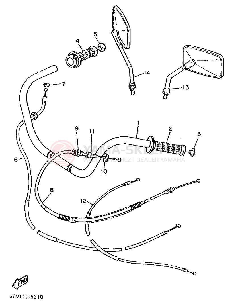Schemat "Kierownica i osprzęt" do Yamaha XV1000