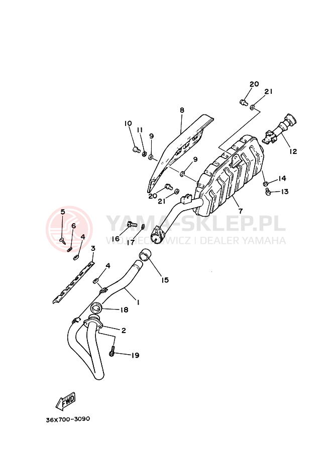Schemat "Wydech końcowy" do Yamaha AG200