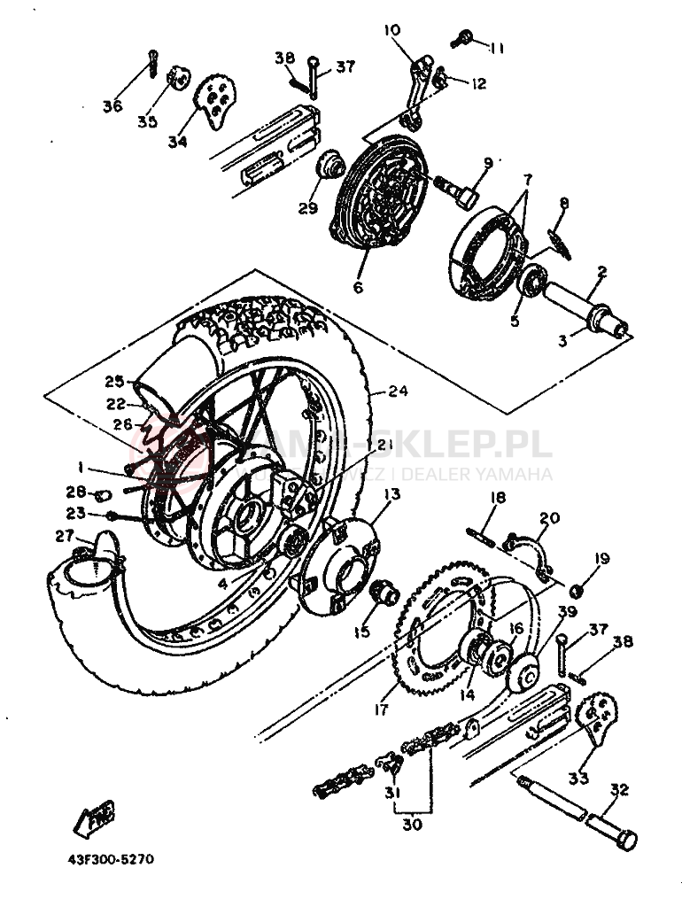 Schemat "Koło tył" do Yamaha XT600