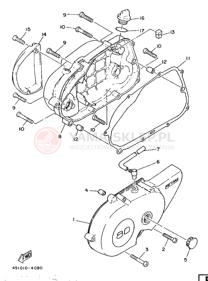 Schemat "Pokrywa silnika" do Yamaha TY80B (SUPPLEMENT -