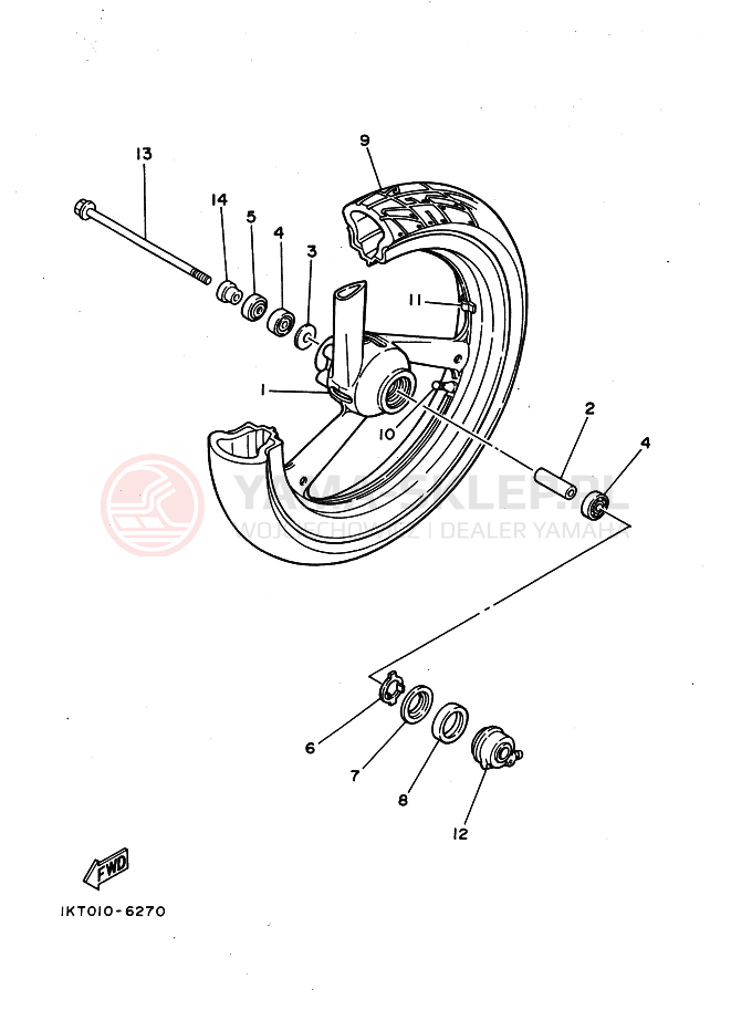 Schemat "Koło przód" do Yamaha TZR250