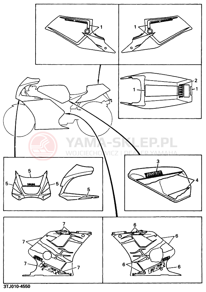 Schemat "naklejki" do Yamaha FZR400RR