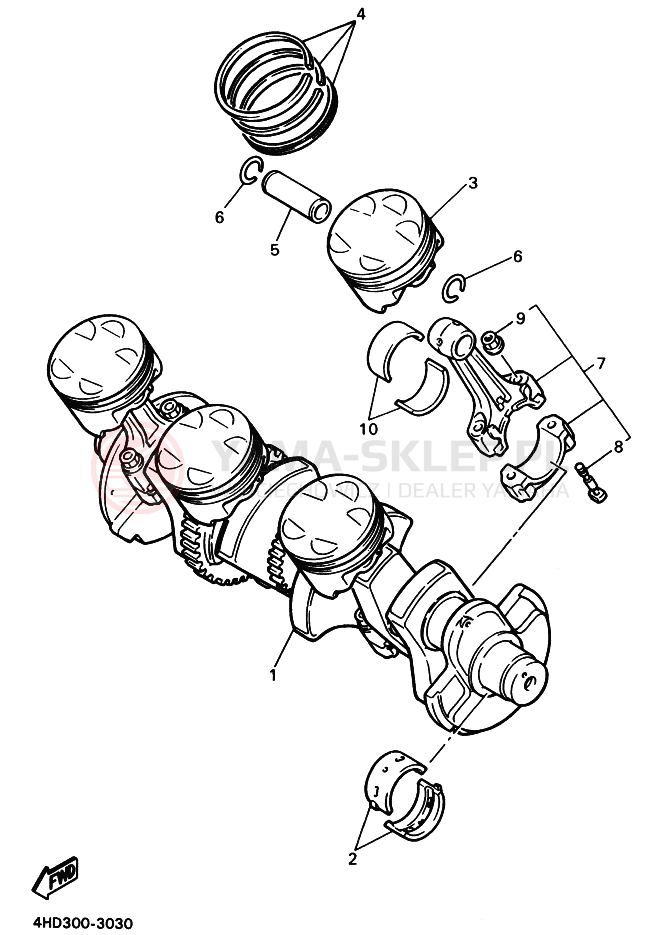 Schemat "Wał korbowy, tłok" do Yamaha YZF750SP