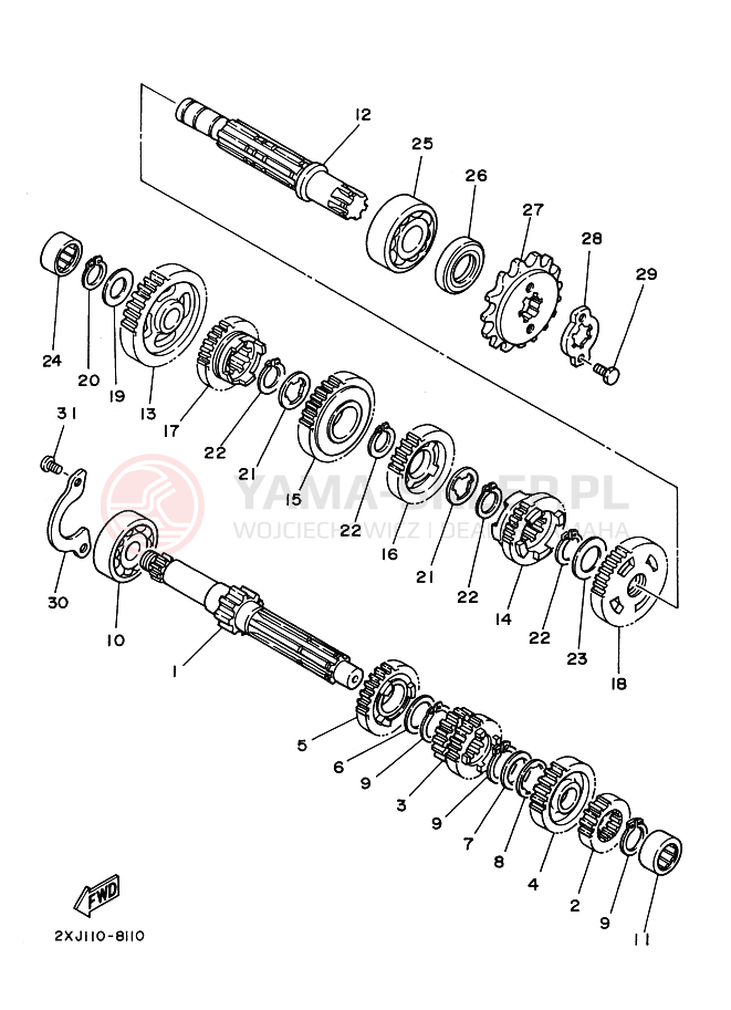 Schemat "Skrzynia biegów " do Yamaha BLASTER