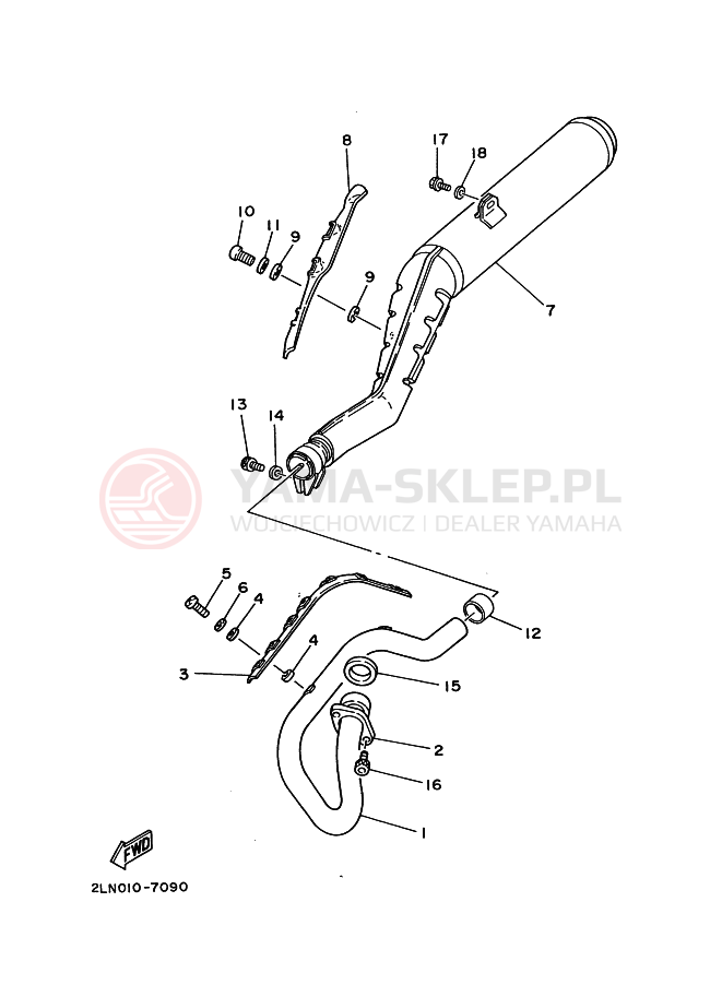 Schemat "Wydech końcowy" do Yamaha XT225 SEROW