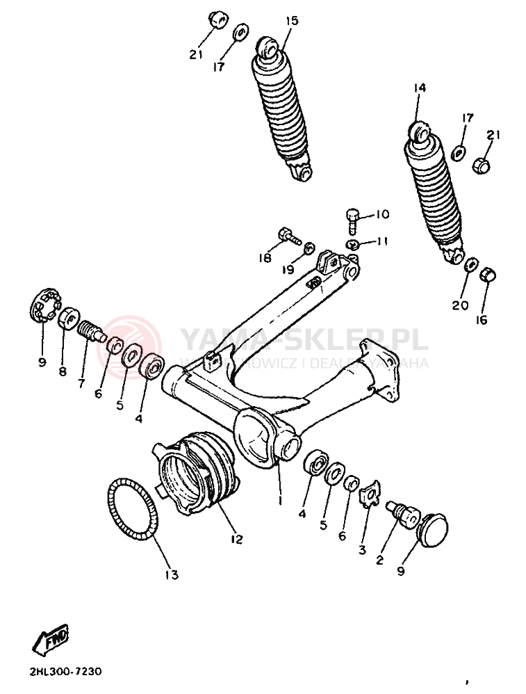 Schemat "wahacz, zawieszenie tył" do Yamaha XJ900F