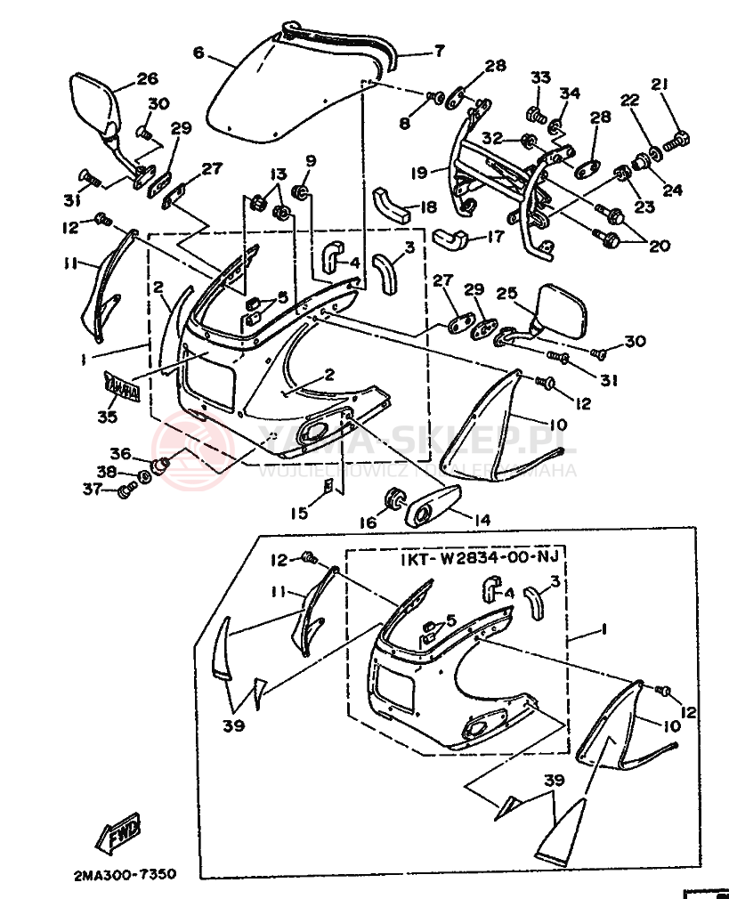 Schemat "elementy nadwozia" do Yamaha TZR250