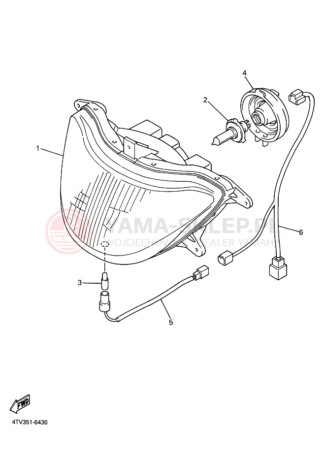 Schemat "Lampa przód" do Yamaha YZF600R THUNDERCAT