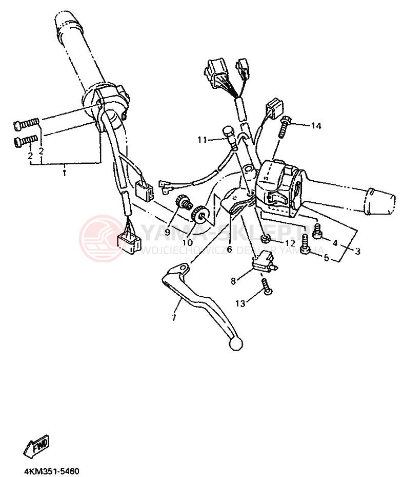 Schemat "Kierownica i osprzęt" do Yamaha XJ900S DIVERSION