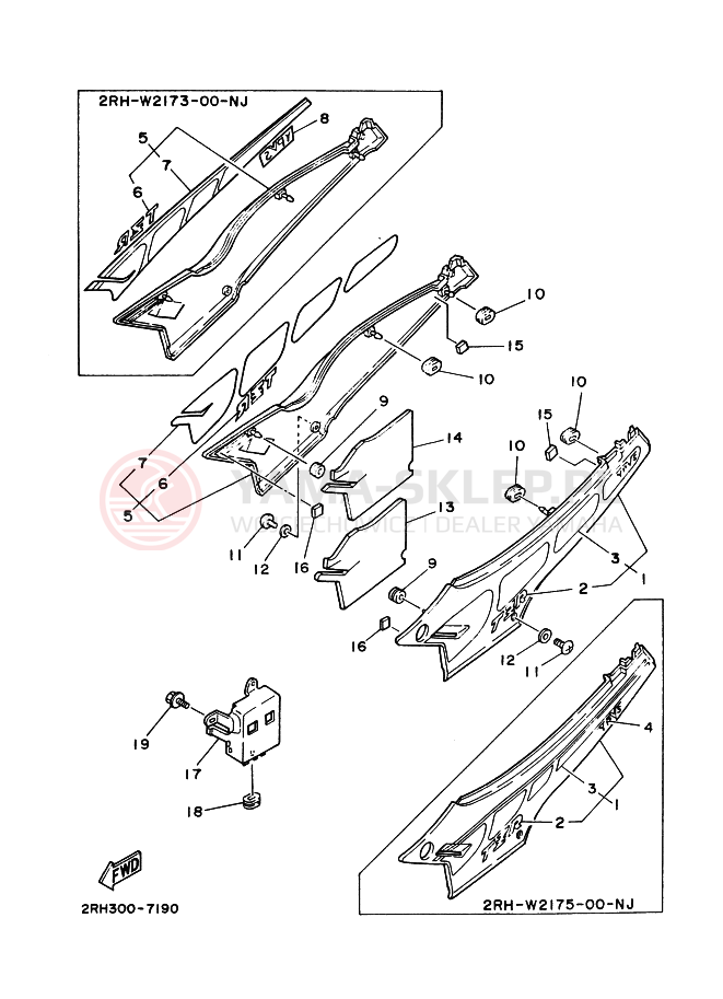 Schemat "POKRYWA BOCZNA I ZBIORNIK OLEJU" do Yamaha TZR125