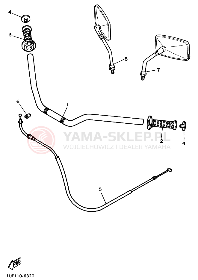 Schemat "Kierownica i osprzęt" do Yamaha FZX750