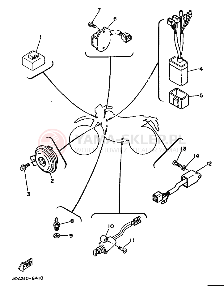 Schemat "układ elektryczny" do Yamaha DT125