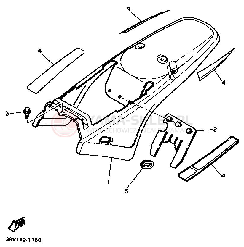 Schemat "Pokrywa boczna" do Yamaha PW80