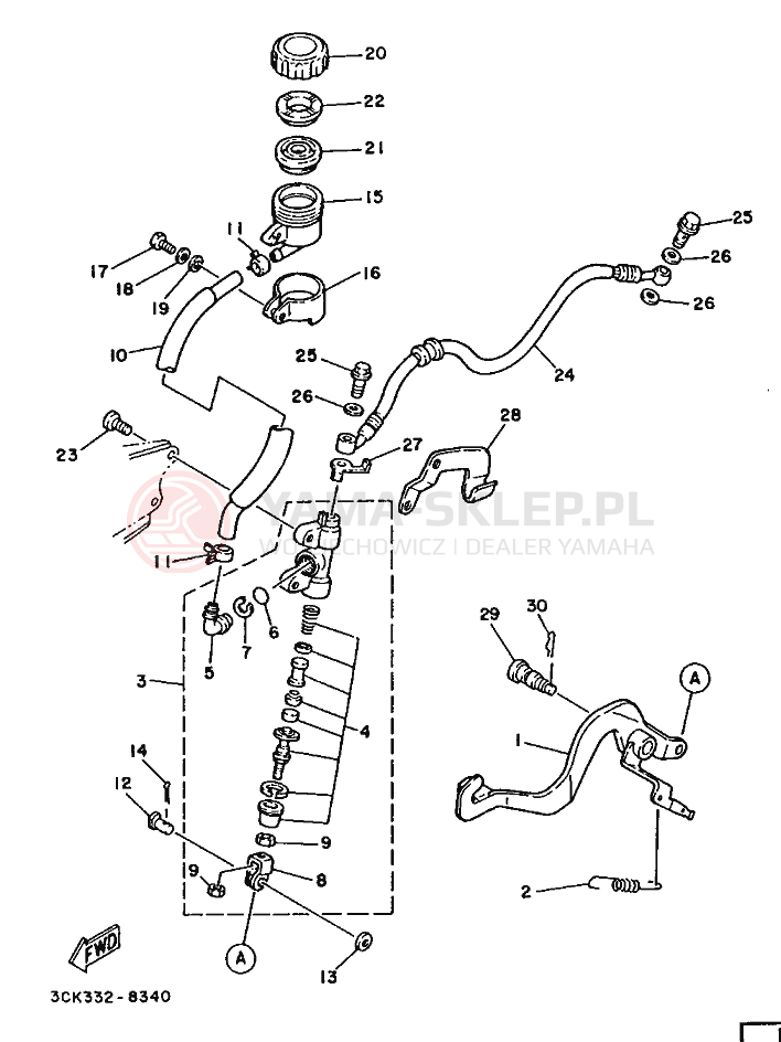 Schemat "CYLINDER MASTER" do Yamaha TDR250