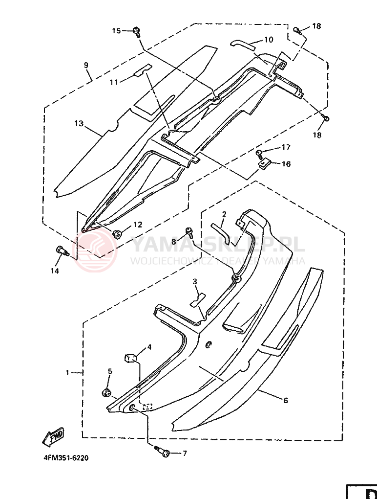 Schemat "Pokrywa boczna" do Yamaha YZF750R