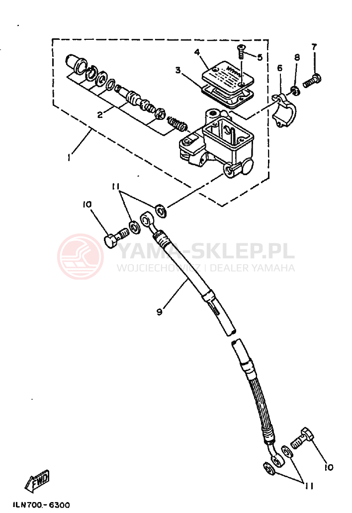Schemat "Pompa hamulcowa przednia" do Yamaha TT250