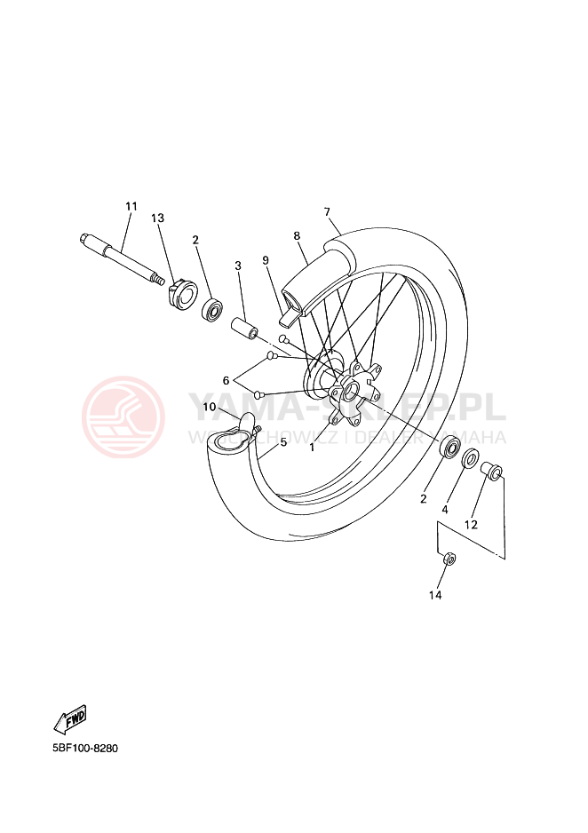 Schemat "Koło przód" do Yamaha WR400F