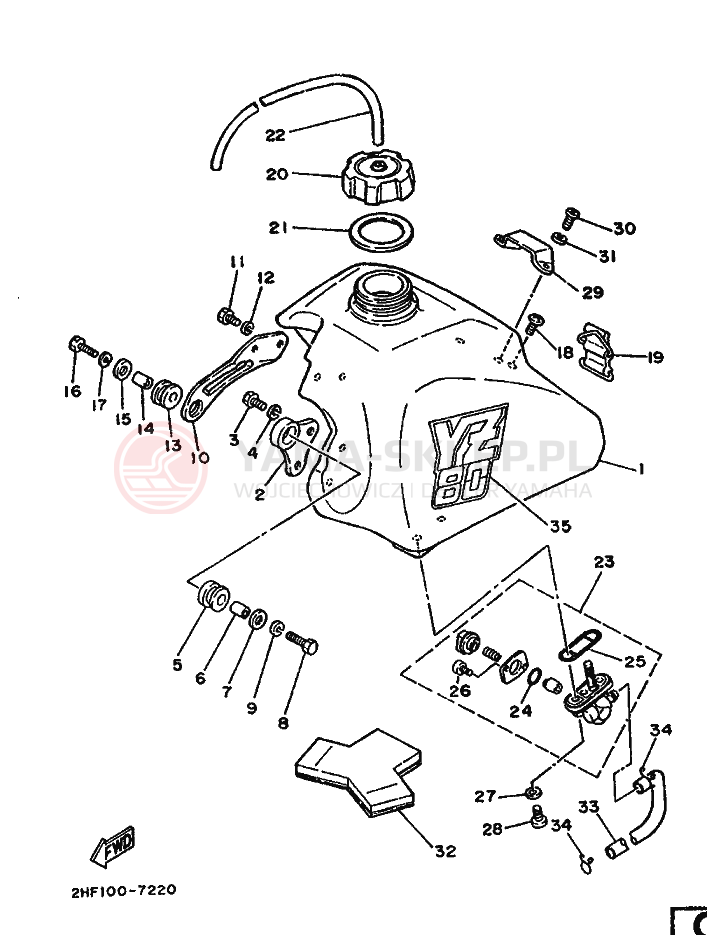 Schemat "zbiornik paliwa" do Yamaha YZ80T