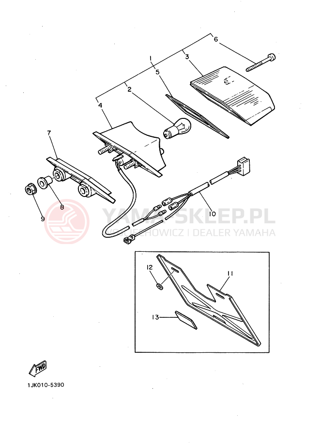 Schemat "Oświetlenie tył" do Yamaha SRX400