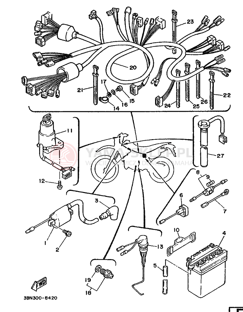 Schemat "układ elektryczny" do Yamaha DT125R