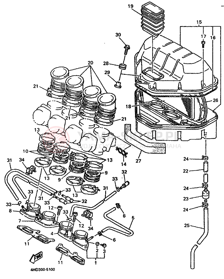 Schemat "Wtrysk paliwa" do Yamaha YZF750R