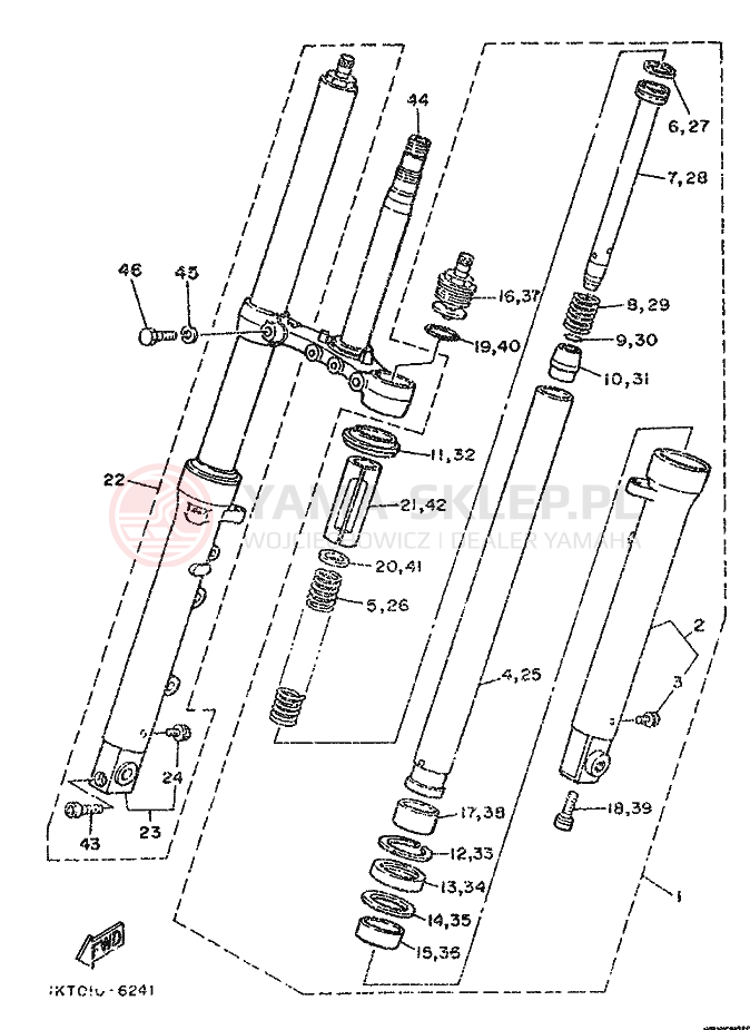 Schemat "Amortyzatory przód" do Yamaha TZR250