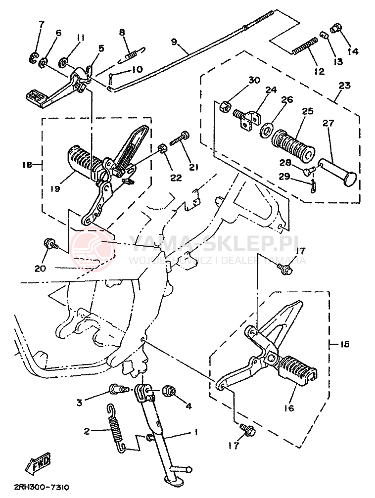 Schemat "Stopka postojowa i podnóżki" do Yamaha TZR125
