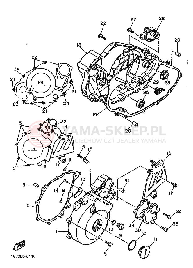 Schemat "Pokrywa silnika" do Yamaha XT600Z