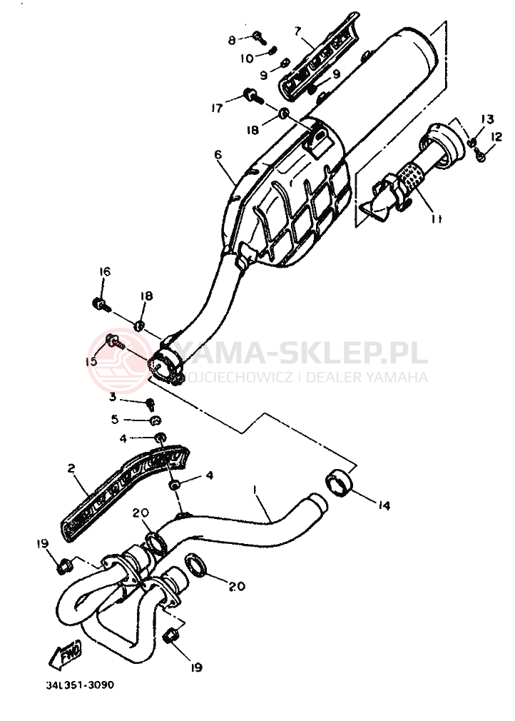 Schemat "Wydech końcowy" do Yamaha XT600