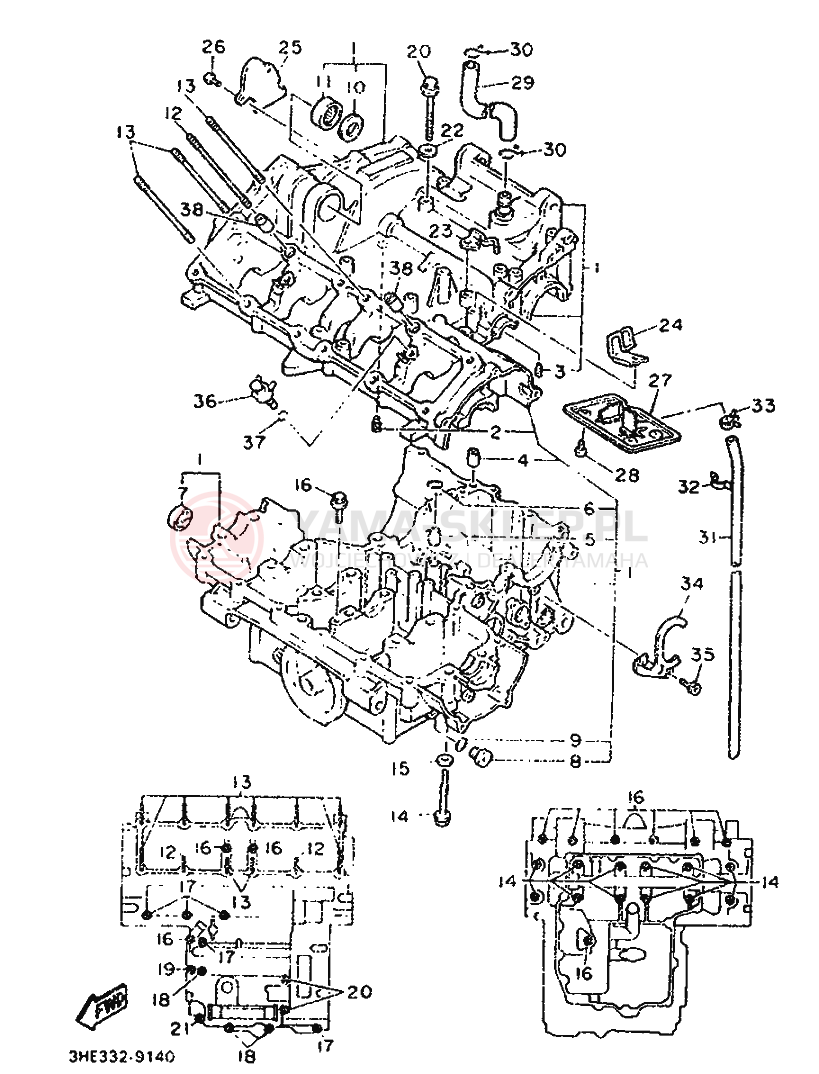 Schemat "Pokrywa silnika" do Yamaha FZR600 GENESIS